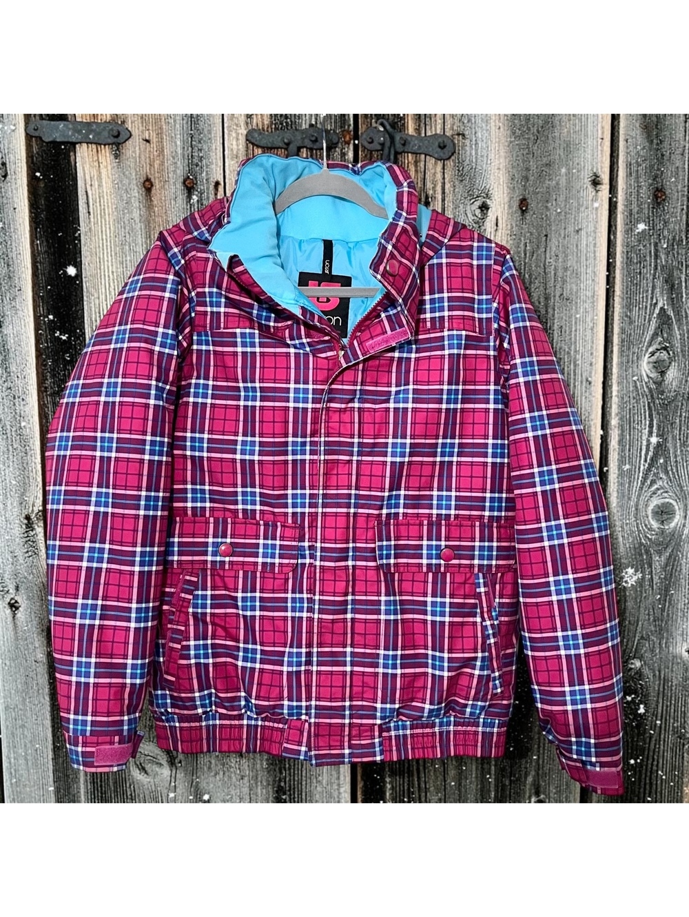 Burton DRYRIDE Youth XL 18 Snowboard Ski Jacket Plaid Hooded Insulated Girls